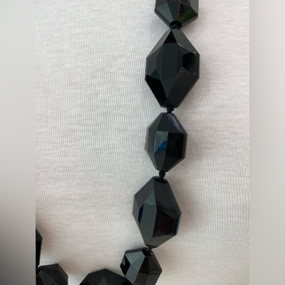 Adjustable Chunky Black-Beaded Statement Necklace - image 3